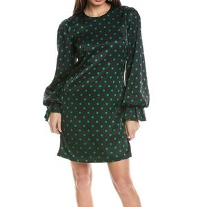 NWT Flora Bea Green Polka Dot Dress Bishop Sleeves Small